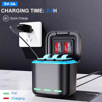 Γνήσιος φορτιστής για κάμερα GoPro GoPro Hero 8 7 6 5, μαύρος