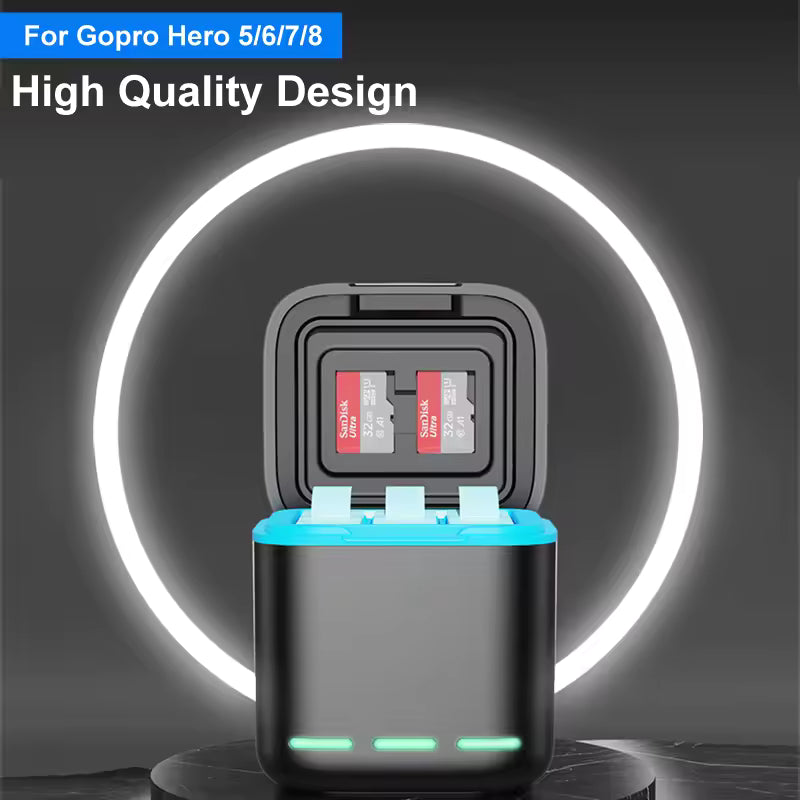 Γνήσιος φορτιστής για κάμερα GoPro GoPro Hero 8 7 6 5, μαύρος